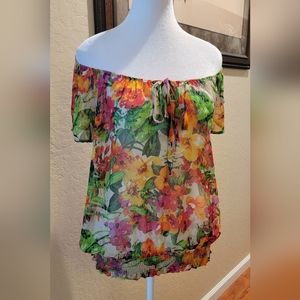 % Wet Seal Sheer Floral Top - Size L
